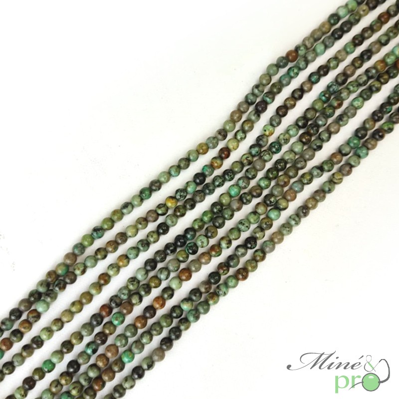 Turquoise africaine A en perles rondes 4mm - fil complet