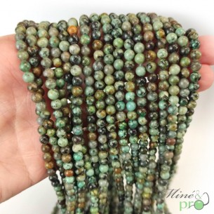 Turquoise africaine A en perles rondes 4mm - fil complet