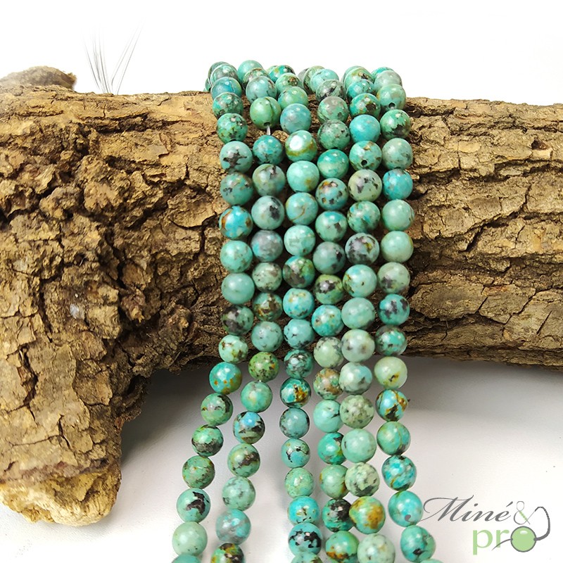 Turquoise africaine en perles rondes 6mm - fil complet