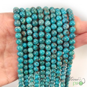 Turquoise véritable bleue A en perles rondes 6mm - fil complet