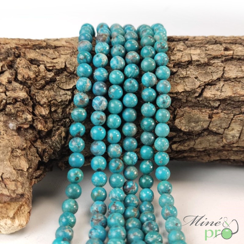 Turquoise véritable bleue A en perles rondes 6mm - fil complet