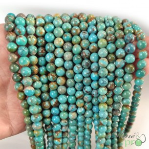 Turquoise véritable mixte en perles rondes 6mm - fil complet