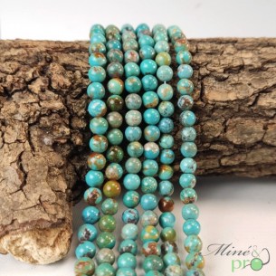 Turquoise véritable mixte en perles rondes 6mm - fil complet
