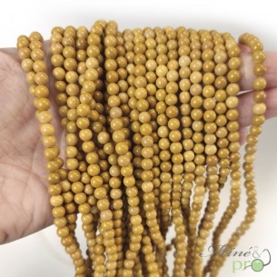 Jaspe jaune A+ en perles rondes 4mm - fil complet