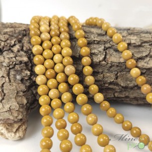 Jaspe jaune A en perles rondes 6mm - fil complet