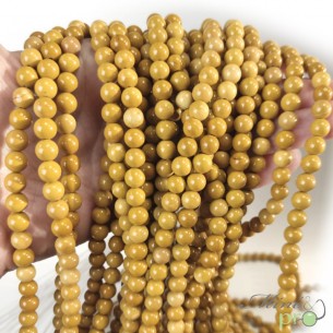 Jaspe jaune A en perles rondes 6mm - fil complet