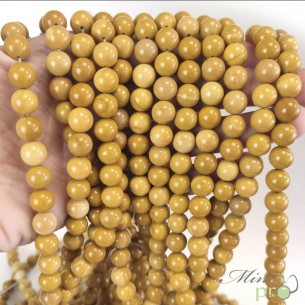 Jaspe jaune A en perles rondes 8mm - fil complet