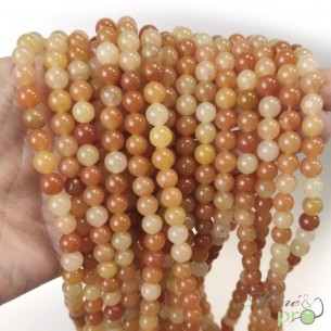 Aventurine orange en perles rondes 6mm - fil complet
