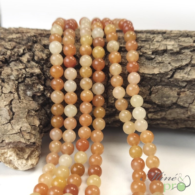 Aventurine orange en perles rondes 6mm - fil complet Aventurine orange en perles rondes 6mm - fil complet