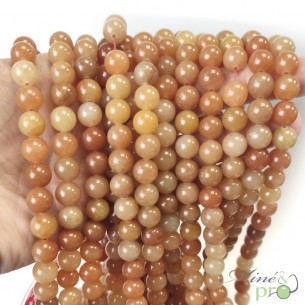 Aventurine orange en perles rondes 8mm - fil complet