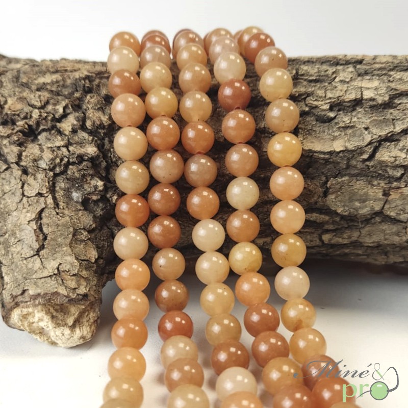 Aventurine orange en perles rondes 8mm - fil complet Aventurine orange en perles rondes 8mm - fil complet