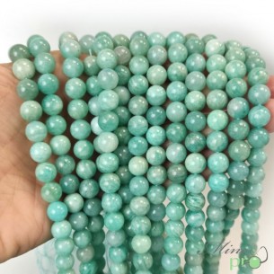 Amazonite Pérou A en perles rondes 8mm - fil complet