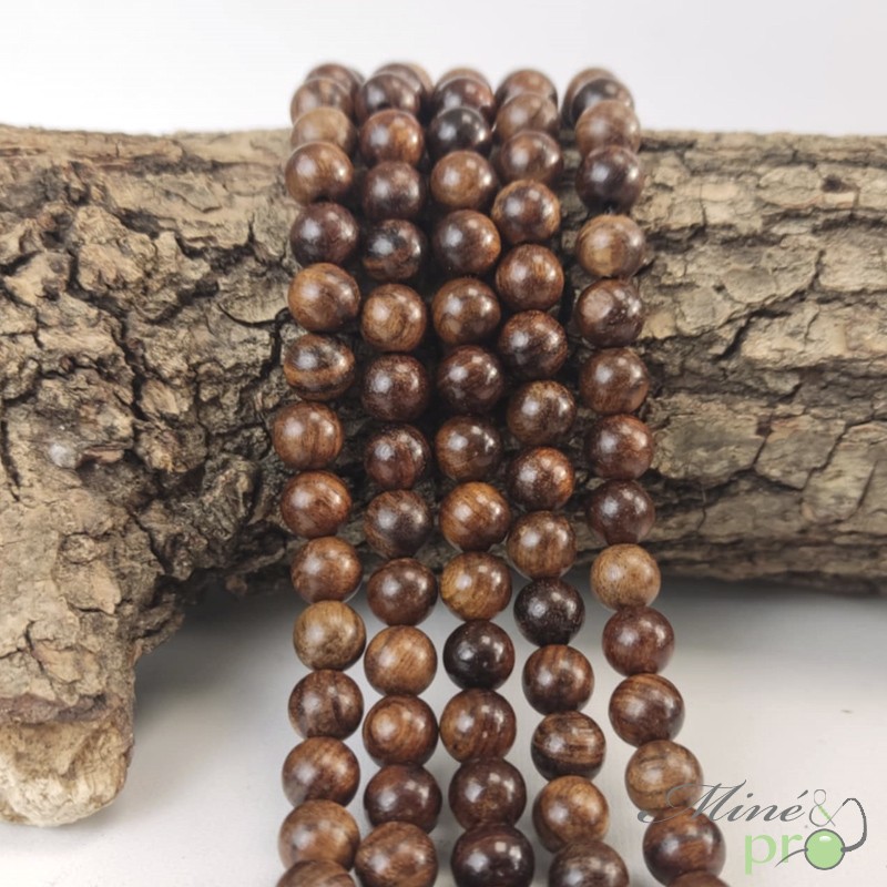 Bois brun en perles rondes 8mm - fil complet Bois brun en perles rondes 8mm - fil complet