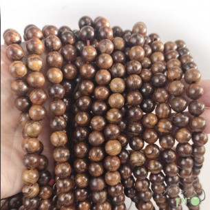 Bois brun en perles rondes 8mm - fil complet