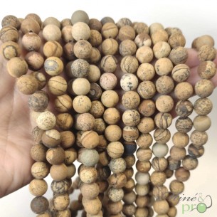 Jaspe paysage MAT en perles rondes 8mm - fil complet
