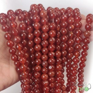 Cornaline unie en perles rondes 8mm - fil complet