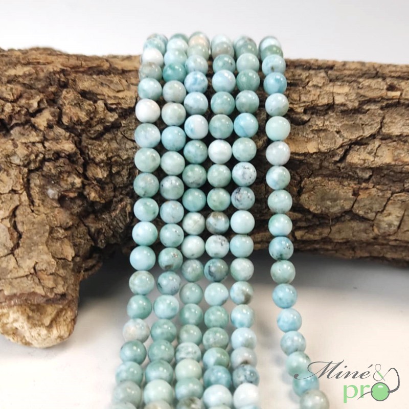 Larimar en perles rondes 6mm - fil complet Larimar en perles rondes 6mm - fil complet