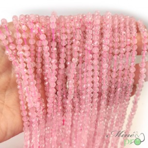 Quartz rose en perles facettées 4mm - fil complet