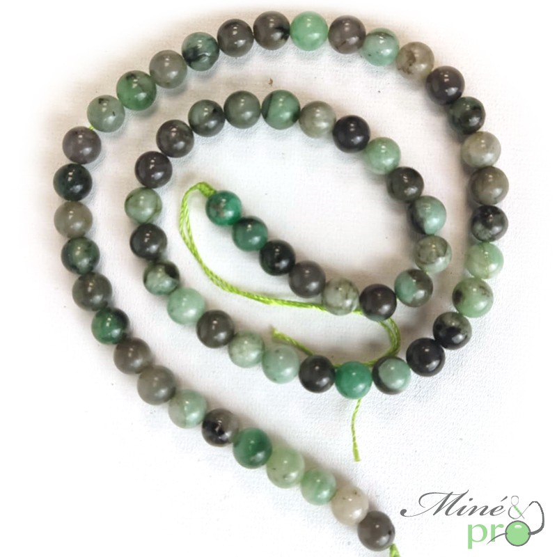 Emeraude AB+ en perles rondes 6mm - fil complet