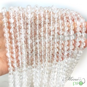 Cristal de roche AB+ en perles rondes 6mm - fil complet