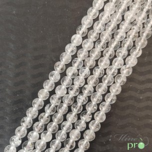 Cristal de roche AB+ en perles rondes 6mm - fil complet