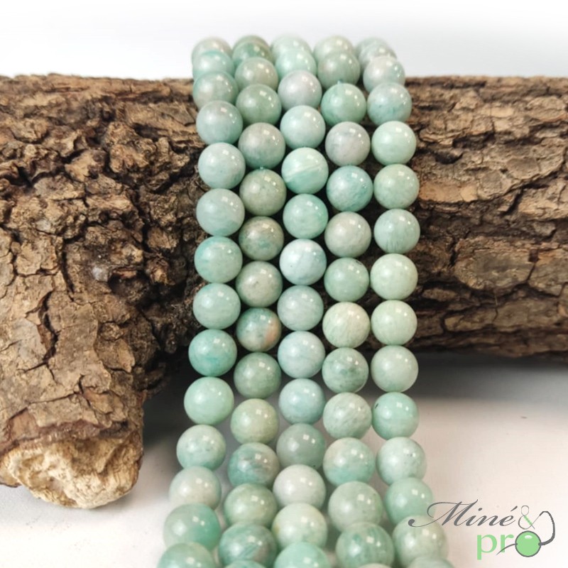 Amazonite Pérou AB+ en perles rondes 8mm - fil complet
