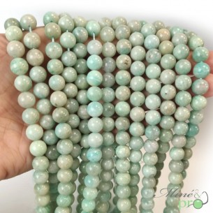 Amazonite Pérou AB+ en perles rondes 8mm - fil complet