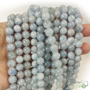 Aigue marine bleue A en perles rondes 8mm - fil complet