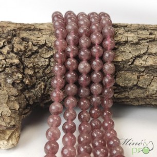 Quartz fraise en perles rondes 8mm - fil complet