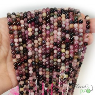 Tourmaline mixte A+ en perles rondes 4mm - fil complet
