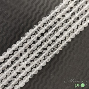 Cristal de roche B en perles rondes 6mm - fil complet