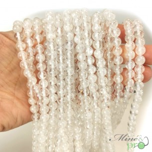 Cristal de roche B en perles rondes 6mm - fil complet