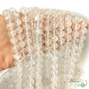 Cristal de roche AB en perles rondes 10mm - fil complet