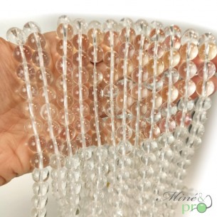 Cristal de roche A en perles rondes 10mm - fil complet