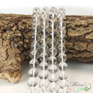 Cristal de roche A en perles rondes 10mm - fil complet