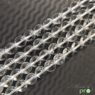 Cristal de roche A en perles rondes 10mm - fil complet