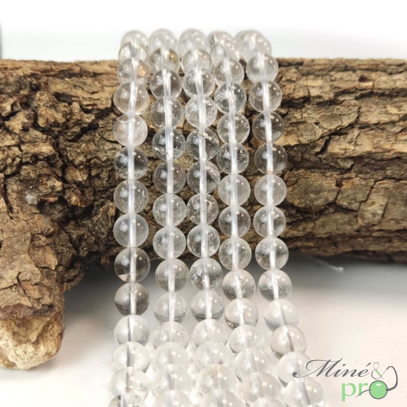 Cristal de roche A en perles rondes 8mm - fil complet