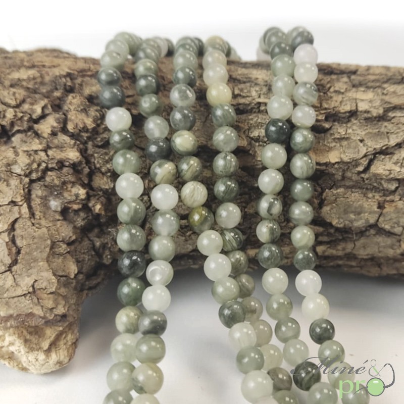 Jade mixte A en perles rondes 6mm - fil complet
