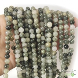 Jade mixte A en perles rondes 6mm - fil complet