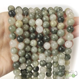 Jade mixte A en perles rondes 8mm - fil complet