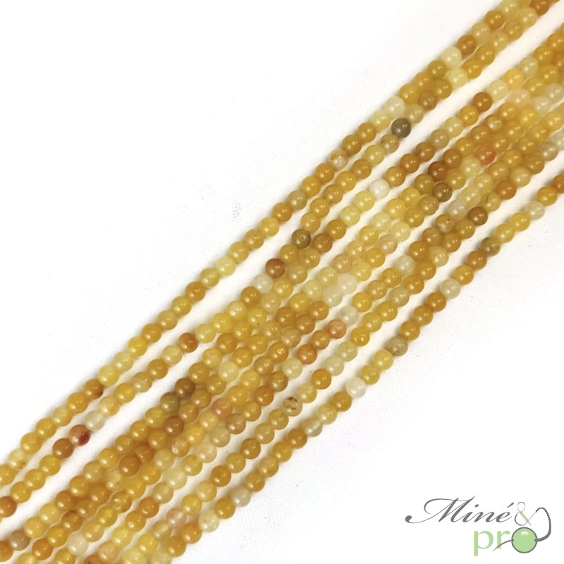 Aventurine jaune A en perles rondes 4mm - fil complet Aventurine jaune A en perles rondes 4mm - fil complet