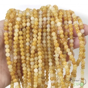 Aventurine jaune A en perles rondes 4mm - fil complet