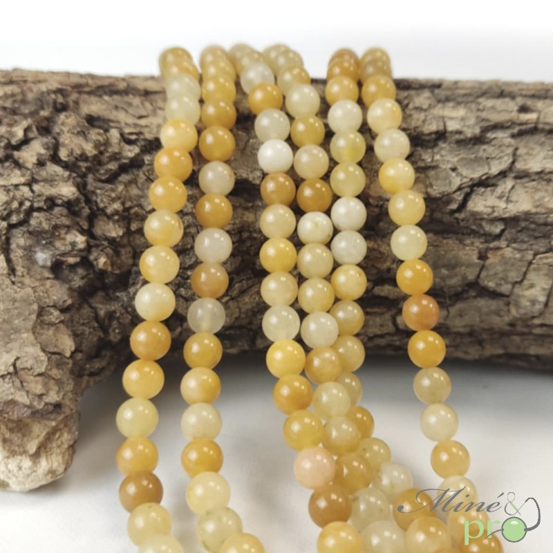 Aventurine jaune A en perles rondes 6mm - fil complet Aventurine jaune A en perles rondes 6mm - fil complet