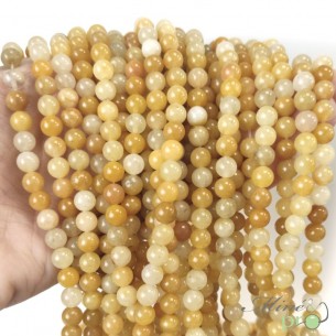 Aventurine jaune A en perles rondes 6mm - fil complet