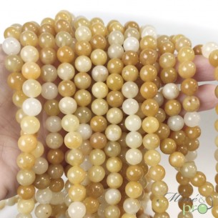 Aventurine jaune A en perles rondes 8mm - fil complet