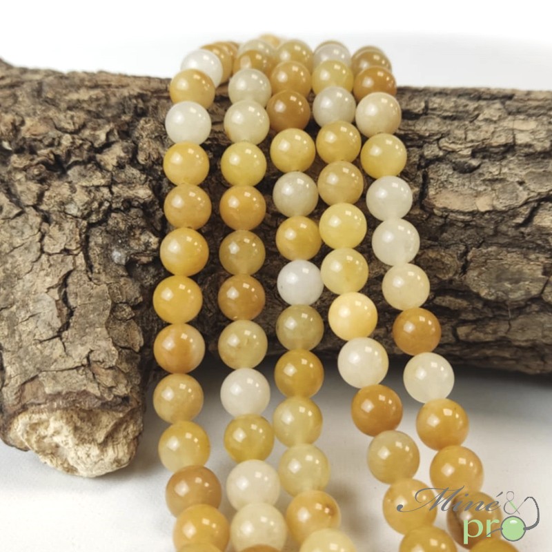 Aventurine jaune A en perles rondes 8mm - fil complet Aventurine jaune A en perles rondes 8mm - fil complet