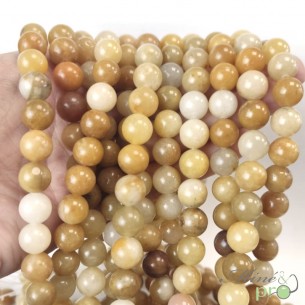 Aventurine jaune A en perles rondes 10mm - fil complet
