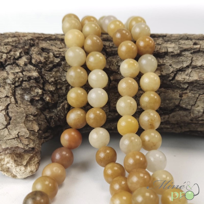 Aventurine jaune A en perles rondes 10mm - fil complet Aventurine jaune A en perles rondes 10mm - fil complet