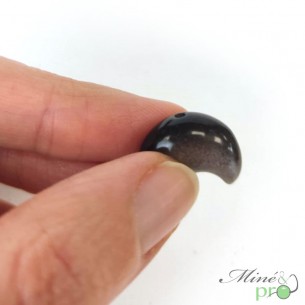 Lune en Obsidienne argentée - percée