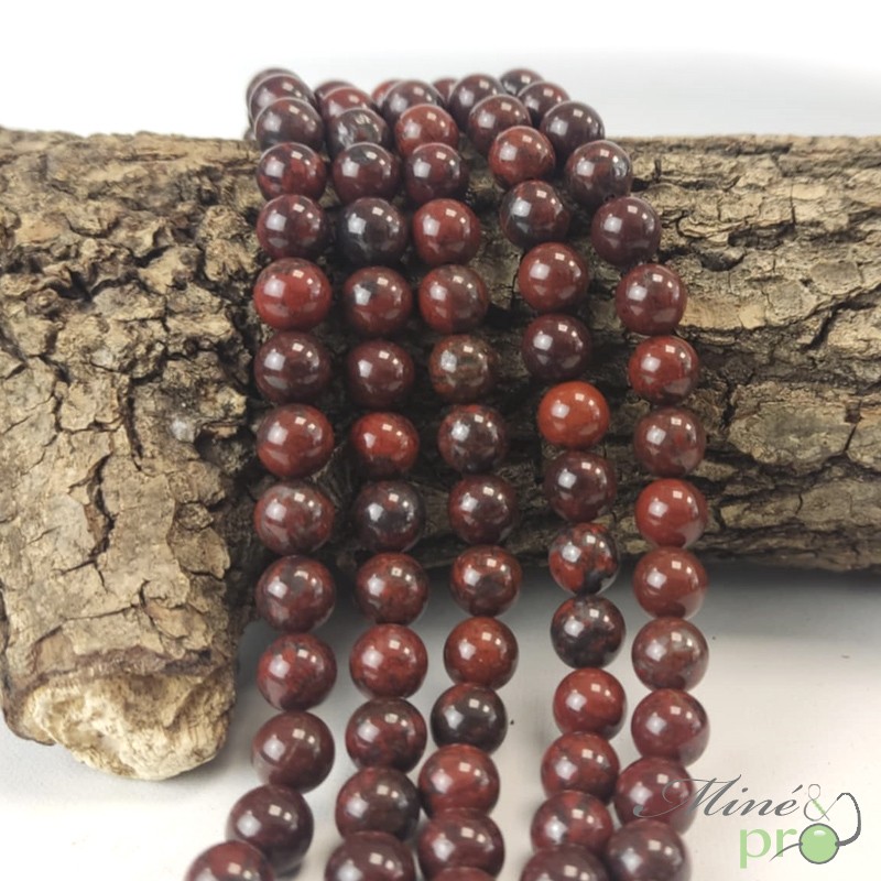 Jaspe hématoïde en perles rondes 8mm - fil complet